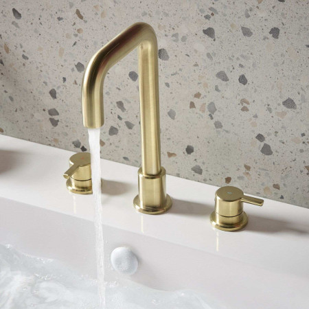 AL3THBASBB Bristan Altum 3TH Basin Mixer in Brushed Brass Close Up