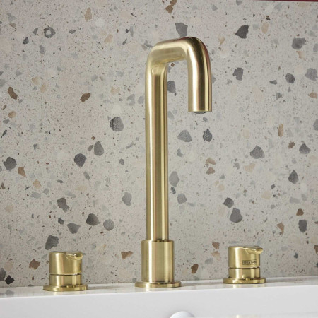 AL3THBASBB Bristan Altum 3TH Basin Mixer in Brushed Brass Lifestyle