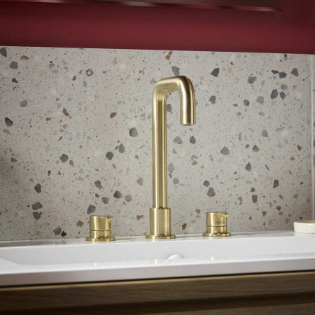 AL3THBASBB Bristan Altum 3TH Basin Mixer in Brushed Brass Bathroom Setting