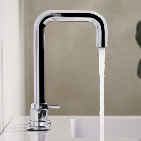 AL3THBASC Bristan Altum 3TH Basin Mixer in Chrome Side View Switched On