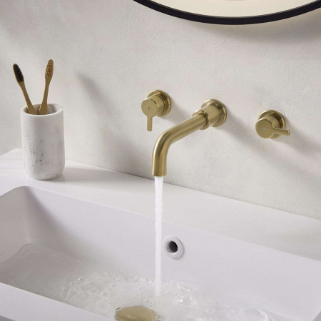 AL3THWMBASBB Bristan Altum 3TH Wall Mounted Basin Mixer in Brushed Brass with Brushed Brass Waste
