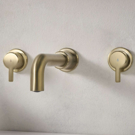 AL3THWMBASBB Bristan Altum 3TH Wall Mounted Basin Mixer in Brushed Brass Bathroom Setting