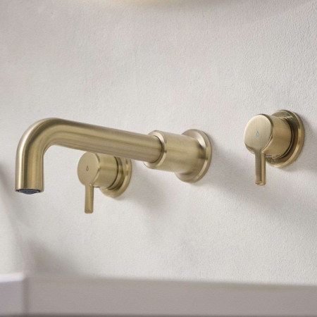 AL3THWMBASBB Bristan Altum 3TH Wall Mounted Basin Mixer in Brushed Brass Lifestyle