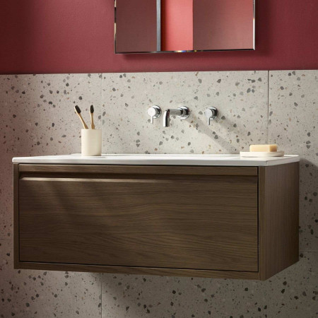 AL3THWMBASC Bristan Altum 3TH Wall Mounted Basin Mixer in Chrome Bathroom Setting