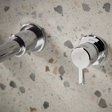 AL3THWMBASC Bristan Altum 3TH Wall Mounted Basin Mixer in Chrome Cold Lever Handle Close Up