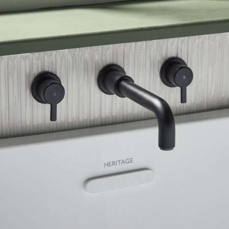 AL3THWMBFBLK Bristan Altum 3TH Wall Mounted Bath Filler in Black Lifestyle