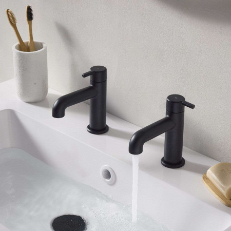 AL1/2BLK Bristan Altum Basin Taps in Black Lifestyle