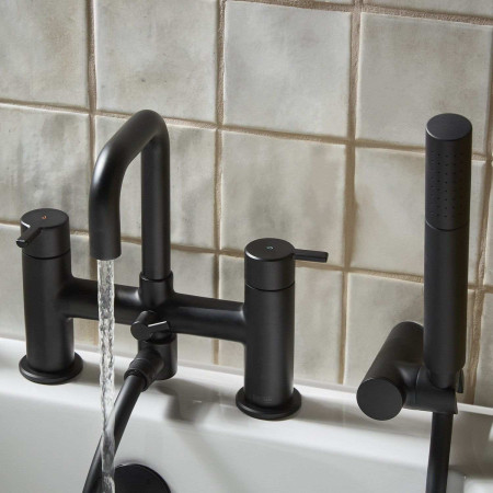 ALBSMBLK Bristan Altum Bath Shower Mixer in Black Bathroom Setting