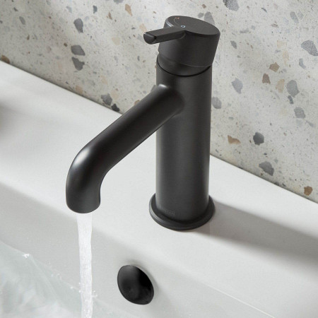 AL ES BAS BLK Bristan Altum Eco Start Basin Mixer with Waste in Black Close Up