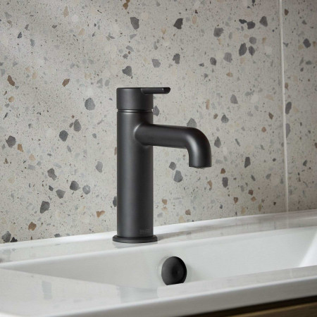 AL ES BAS BLK Bristan Altum Eco Start Basin Mixer with Waste in Black Lifestyle