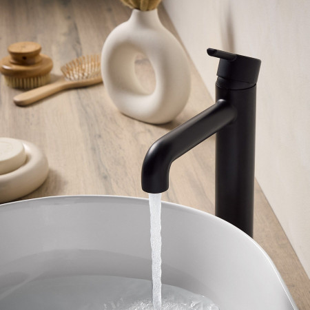 AL ES TBAS BLK Bristan Altum Eco Start Tall Basin Mixer with Waste in Black Lifestyle