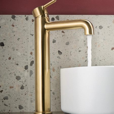 AL ES TBAS BB Bristan Altum Eco Start Tall Basin Mixer with Waste in Brushed Brass Lifestyle