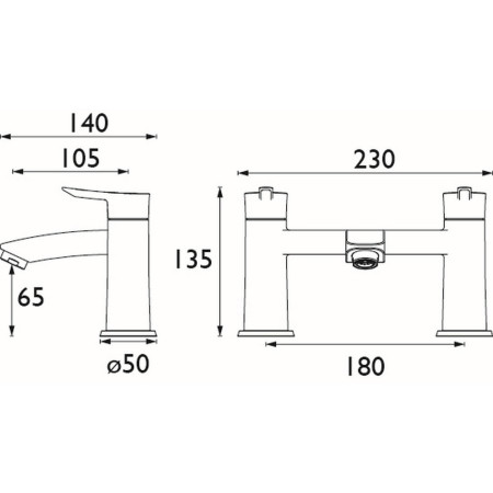 APE BF BLK Bristan Apelo Bath Filler in Black Line Drawing