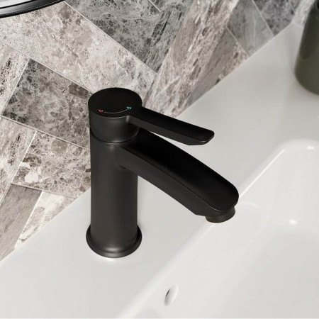 APE ES BAS BLK Bristan Apelo Eco Start Basin Mixer with Waste in Black Lifestyle