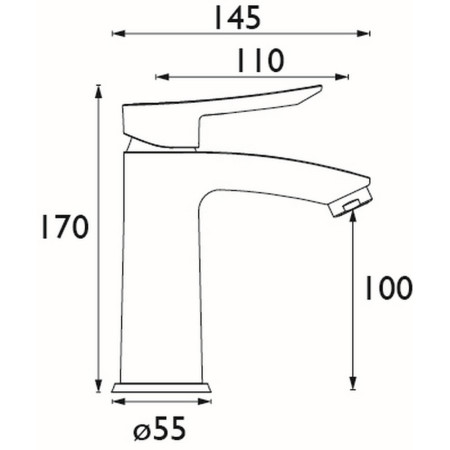 APE ES BAS GM Bristan Apelo Eco Start Basin Mixer with Waste in Gunmetal Line Drawing