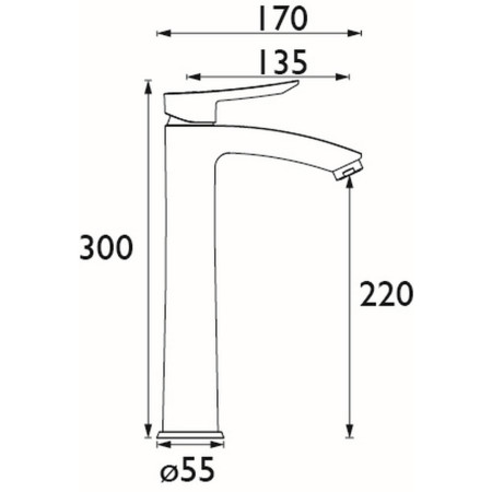 APE ES TLBAS C Bristan Apelo Eco Start Tall Basin Mixer with Waste in Chrome Line Drawing