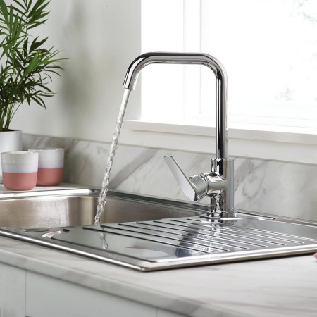 BLB EFSNK C Bristan Blueberry Easyfit Single Lever Sink Mixer Installed on Kitchen Sink