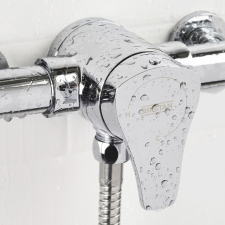 CAP3 SHXAR C Bristan Capri3 Thermostatic Chrome Exposed Shower Valve Wet Closeup