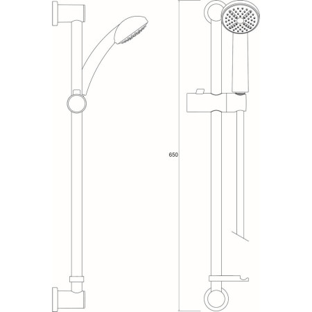 CAS KIT01 C Bristan Cascade Shower Kit with Single Function Small Handset Dimensions