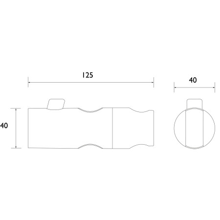 CAS SLID02 C Bristan Cascade Slider Bracket with Push Button Chrome Line Drawing