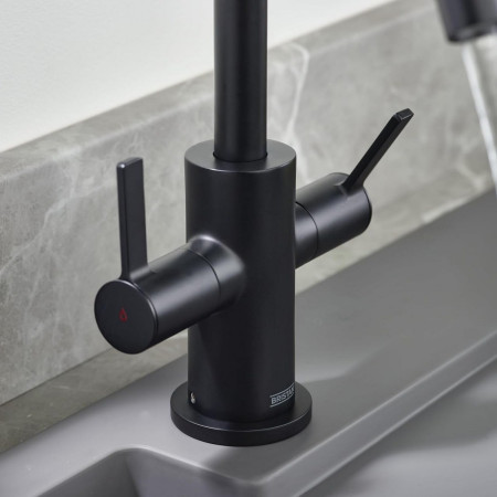 CSH EFSNK BLK Bristan Cashew Easy Fit Twin Lever Black Sink Mixer Handles Close Up