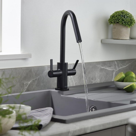 CSH EFSNK BLK Bristan Cashew Easy Fit Twin Lever Black Sink Mixer Switched On