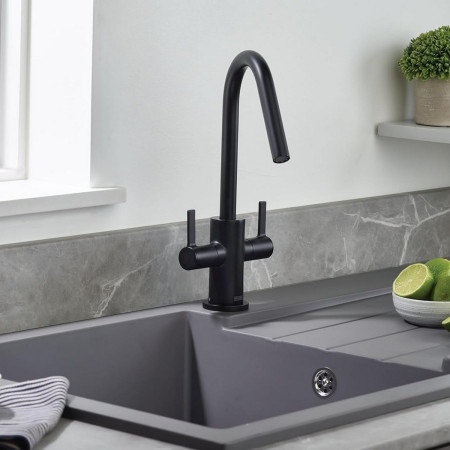 CSH EFSNK BLK Bristan Cashew Easy Fit Twin Lever Black Sink Mixer Lifestyle