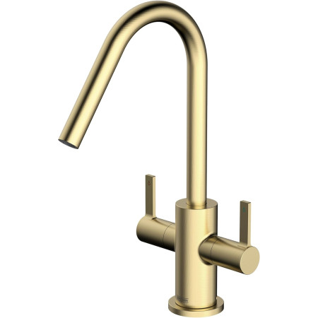 Bristan Cashew Easy Fit Twin Lever Brushed Brass Sink Mixer