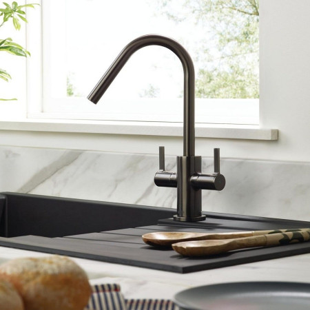 CSH EFSNK GM Bristan Cashew Easy Fit Twin Lever Gunmetal Sink Mixer Lifestyle