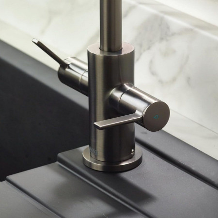 CSH EFSNK GM Bristan Cashew Easy Fit Twin Lever Gunmetal Sink Mixer Close up of Lever Handles