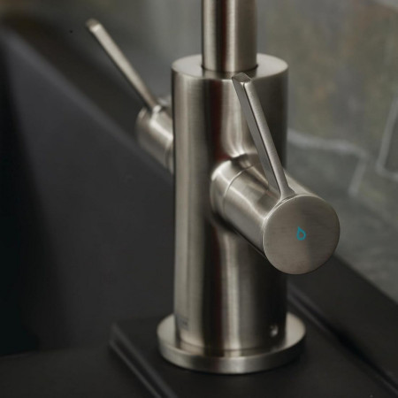 CSH EFSNK SS Bristan Cashew Easy Fit Twin Lever Stainless Steel Sink Mixer Base Close Up