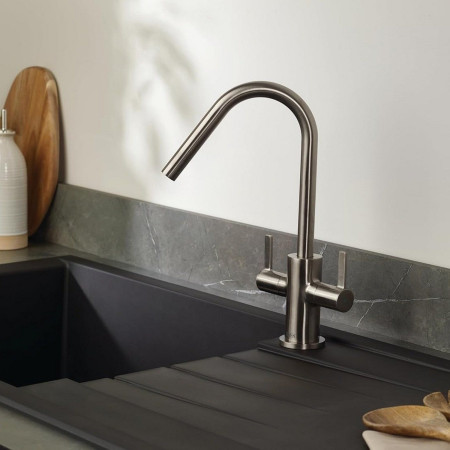 CSH EFSNK SS Bristan Cashew Easy Fit Twin Lever Stainless Steel Sink Mixer Lifestyle