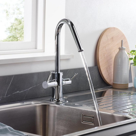 CSH EFSNK C Bristan Cashew Easy fit Twin Lever Sink Mixer Installed on Kitchen Sink