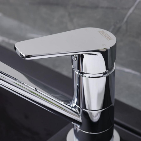 CNN EFSNK C Bristan Cinnamon Easyfit Chrome Kitchen Mixer Tap Lever Handle Close Up