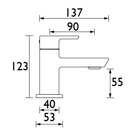 COB 3/4 BLK Bristan Cobalt 3/4 Bath Pillar Taps Black Line Drawing