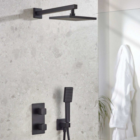 COBALTBLKSHWRPK2 Bristan Cobalt Black Concealed Shower Pack with Fixed Head and Handset Lifestyle