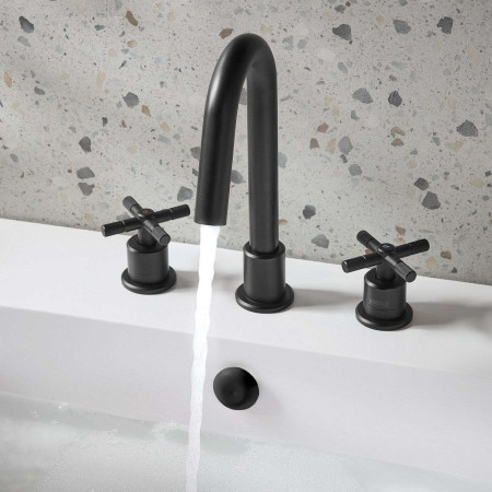 CRU 3TH BAS BLK Bristan Cruzar 3TH Basin Mixer in Black Bathroom Setting
