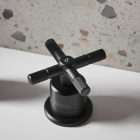 CRU 3TH BAS BLK Bristan Cruzar 3TH Basin Mixer in Black Cold Handle Close Up