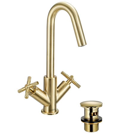 Bristan Cruzar Basin Mixer with Waste in Brushed Brass