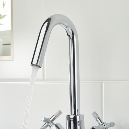 CRU BAS C Bristan Cruzar Basin Mixer with Waste in Chrome Curved Spout