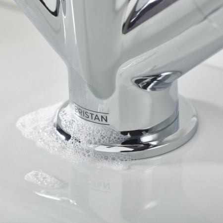CRU BAS C Bristan Cruzar Basin Mixer with Waste in Chrome Base Close Up