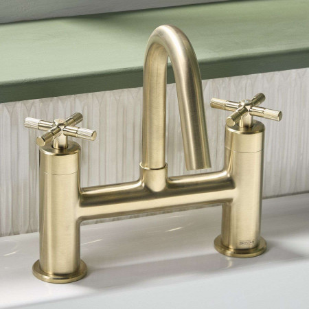 CRU BF BB Bristan Cruzar Bath Filler in Brushed Brass Cold Handle Lifestyle