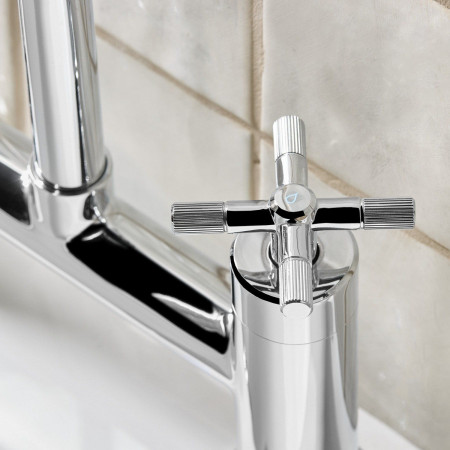 CRU BF C Bristan Cruzar Bath Filler in Chrome Cold Lever Handle Close Up