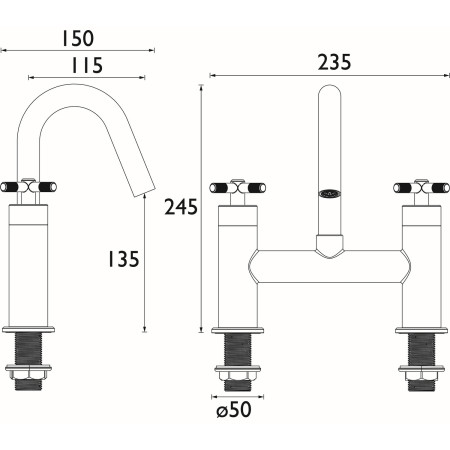 CRU BF C Bristan Cruzar Bath Filler in Chrome Dimensions