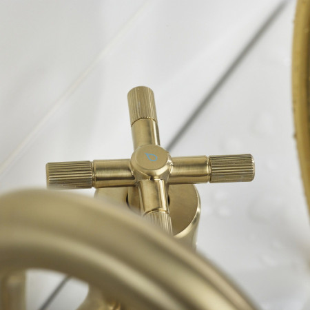CRU BSM BB Bristan Cruzar Bath Shower Mixer in Brushed Brass Cold Water Handle Close Up
