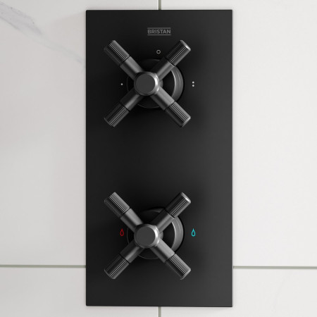 CRUBLKSHWRPK Bristan Cruzar Black Concealed Shower with Fixed Head and Riser Kit Shower Valve