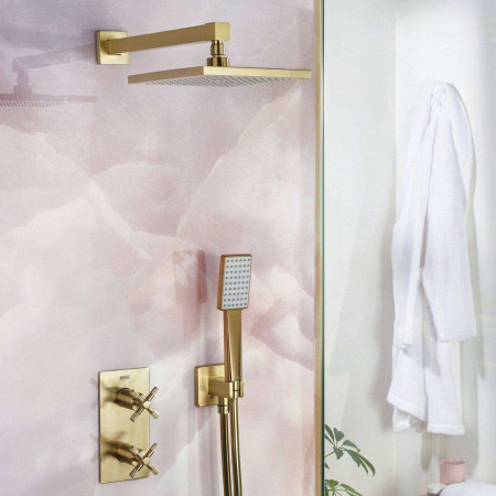CRUZAR BB SHWR PK2 Bristan Cruzar Brushed Brass Concealed Shower with Fixed Head and Handset Lifestyle