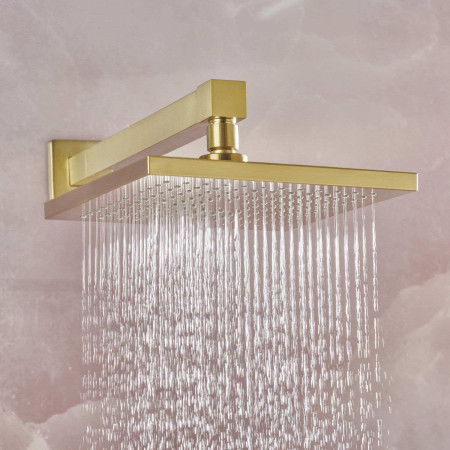 CRUZAR BB SHWR PK2 Bristan Cruzar Brushed Brass Concealed Shower with Fixed Head and Handset Drench Head Close Up