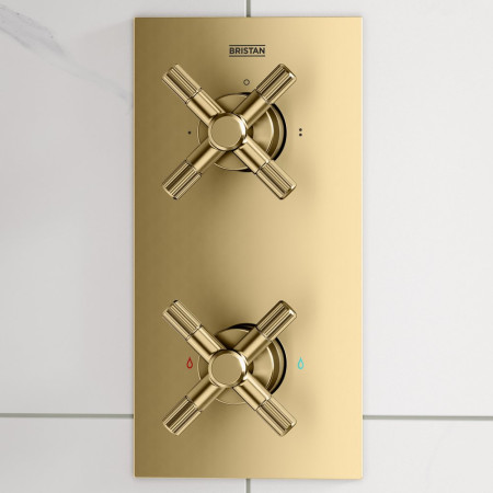 CRUBBSHWRPK Bristan Cruzar Brushed Brass Concealed Shower with Fixed Head and Riser Kit Shower Valve