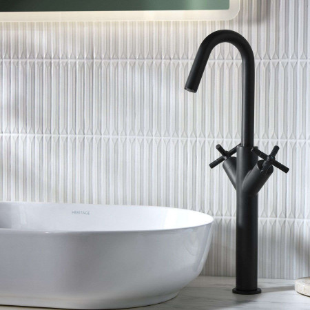 CRU TBAS BLK Bristan Cruzar Tall Basin Mixer in Black with Countertop Basin